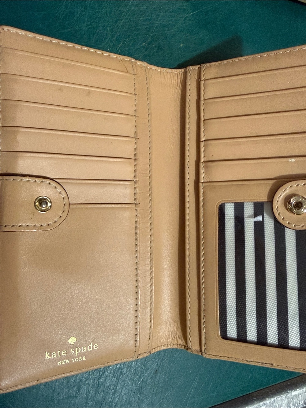kate spade beige leather bifold wallet - Picture 2 of 5